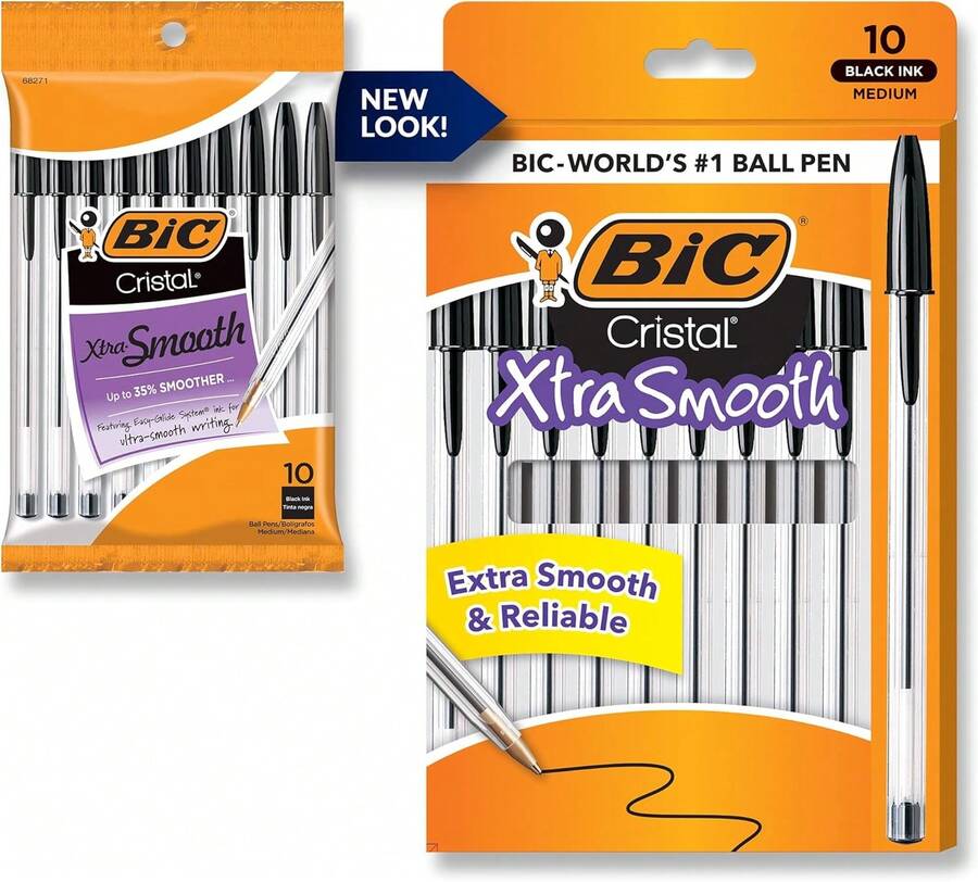 BIC Cristal Xtra Smooth Ballpoint Pen, Medium Point (1.0mm), Black, For Everyday Writing Activities, 10-Count - Gói 10 chiếc - Xem 1