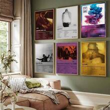 6pcs/Set Music Album Art Painting, Canvas Wall Art, Artwork Wall Painting Suitable For Home Decor, Room Decor, Bedroom Decor, Living Room Decoration, Bathroom Decor, Wall Decor, Optional Wall Art With Frame