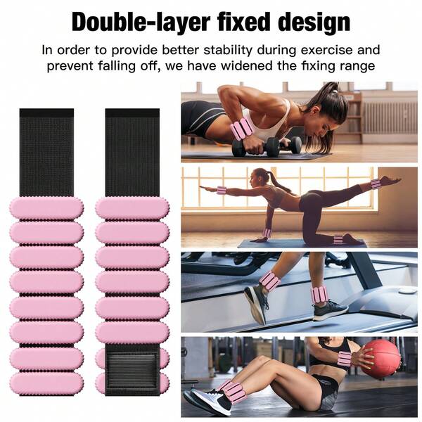 Unisex Home Fitness Running And Yoga Muscle Shaping Equipment, Featuring Breathable Straps And Detachable 1-Pound Resistance Bands, Portable Leg And Arm Toner, Workout Set (Pink 2 Pieces Set).