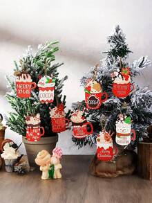 18 buc, Decorațiuni de Crăciun cu atmosferă, Decorațiuni din lemn de Crăciun, Decorațiuni pentru bradul de Crăciun, Decorațiuni pentru curte, Decorațiuni pentru casă, Decorațiuni pentru grădină - Multicolor - Vizualizare 4