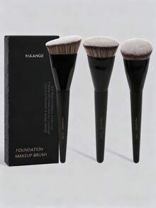 MAANGE 1/2/3件套扁平圆头粉底刷套装，带收纳盒，亲肤化妆刷旅行套装，女士及女孩礼物，包含粉底刷、遮瑕刷、腮红刷、修容刷、古铜粉刷、散粉刷等。