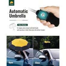 - Paraguas compacto de viaje resistente al viento, paraguas automtico porttil para lluvia, paraguas plegable para hombres y mujeres, dosel de doble ventilacin 210T con revestimiento de - doble dosis-amarillo - Ver 3