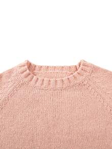 女式休闲街头风格宽松破洞毛衣 - 粉色 - 查看 6