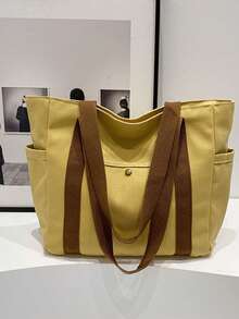 这款时尚大容量帆布手提包采用拉链封口，配有多个侧袋和结实耐用的肩带，是携带笔记本电脑、书籍等物品的理想之选。轻便耐用，超级实用，是工作、通勤、返校、情人节、母亲节的完美礼物。 - 彩色 - 查看 16