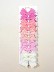 10Pcs/Set New Cute Ribbon Bowknot Hair Clips For Kids Handmade Baby Girls Hair Accessories - Multicolor 3 - View 2