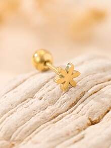 1pc Stainless Steel Four-Leaf Clover, Star, Love, Smiling Face, Hollow Heart Shaped Minimalist Fashion Earcuff Earrings For Women, Multiple Colors Available