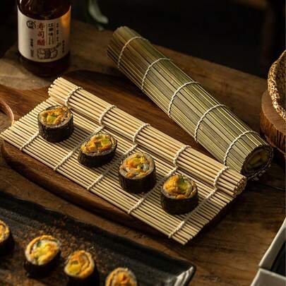 1/2/5 Stücke, natürliche weiße Bambus Sushi Rollmatte - 24cm/9,5 Zoll Makisu für Sushi, Kimbap & Frühlingsrollen, leicht zu reinigen