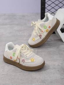 1双女童休闲软底运动鞋，百搭儿童帆布鞋，适合秋夏季 - 米色 - 查看 5