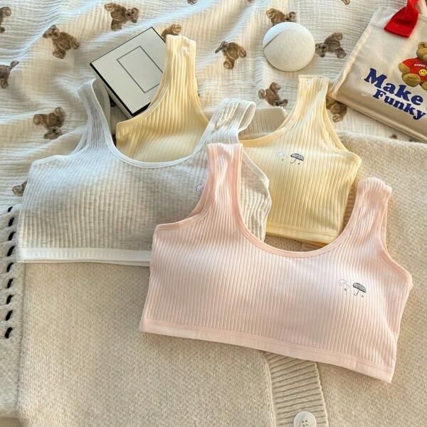 Seamless Cotton Camisole Bras For Teenage Girls, Suitable For Middle & High School Students, Sports Bra For Developing Breasts