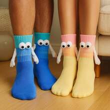 Funny Socks For Couples Friends, Magnetic Holding Hands Socks, Cute Valentine's Day Birthday Gifts For Women Men - 白色 - 查看 11