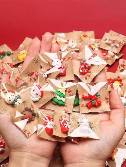 20pcs Christmas Mini Santa Claus Refrigerator Magnetic Tape Independent Packaging Miniature Simulation Playhouse Toy Model