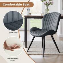 Nalupatio Set Of 2 Dining Chairs, Modern Dining Room Chairs Comfy Backrest Thick Upholstered Kitchen Chairs 19IN Height With Metal Legs Grey, Suitable For Dining Room, Living Room, Study Room - 深灰色 - 查看 3