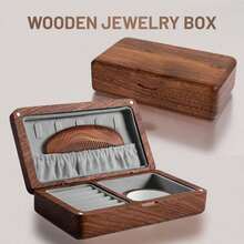 3 Piece Set Jewelry Organizer, Wooden Jewelry Box With Mirror And Comb For Rings, Earrings, Necklaces Or Birthday Gifts For Women - 預設 - 查看 3