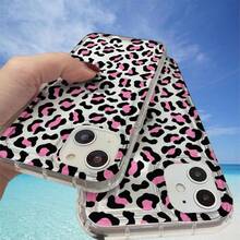 Pink Leopard Print Fabric Element-design phone case, suitable for  models 16, 15, 14 Pro Max, 13, 12, 11, XR, XS Plus phone cases, made of TPU silicone material, providing shock and drop protection, with drop protection function, and has a very good hand feel. It is the most suitable gift for family, friends, and loved ones. - transparente - Ver 2