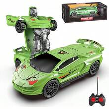 Coche de Control Remoto Transformable en Robot, Coches RC con Luces 2,4 GHz, Escala 1:18 Rotación de 360 °   Juguetes Robot, Regalos de Cumpleaños para Niños (Verde Claro) - Verde claro - Ver 10