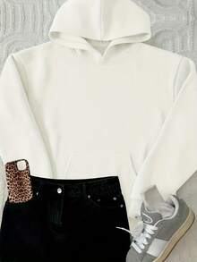 Women'S Casual Hooded Sweatshirt With "Faith Over Fear" Inspirational Print - White Pullover With Brown Lettering, Long Sleeves, And Drawstring Hood, Perfect For Spring And Fall, Casual Wear Hoodie |   Relaxed Fit Hoodie |   Comfortable Pullover, Christian Sweatshirt, Inawly, Sweatshirt For Woman With Jesu Design, Oversize Shirt For Woman, Jesu Love You, Christmas Sweatshirt With Christian Message, Woman'S Sweatshirt - 白色 - 查看 3