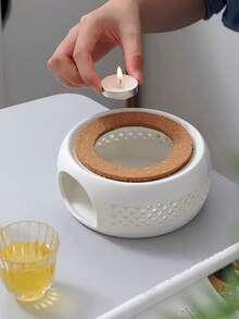 1pc Ceramic Candle Warmer Tea Pot Warmer, Fruit & Flower Tea Warmer, Warm Tea Pot Heater (Candle Not Included), Suitable For Gatherings, Ramadan, Holidays