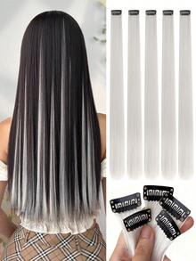 5pcs White Hair Clips, Women Synthetic Wigs, Can Be Matched With Various Hairstyles Without Going To The Salon, Suitable For Daily Use And Parties - White - View 10