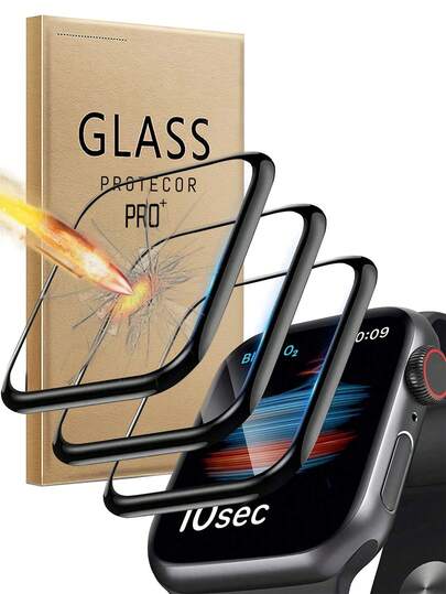 BOLLYMORE 3片装黑色软膜屏幕保护膜，兼容 45/49/38/40/41/42/44mm尺寸，适用于Series Ultra/10/9/SE/8/7/6/5/4/3/2/1，智能手表配件，防刮屏幕保护膜