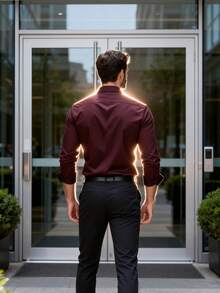 Men's Formal Business Commuter Solid Color Shirt, Fall