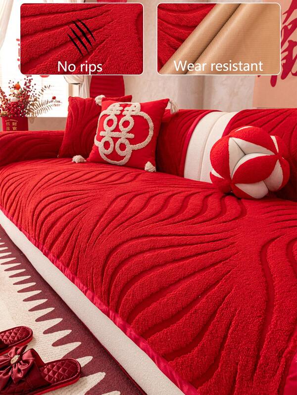 1pc Plush Thickened Warm Sofa Cushion Cover, Modern Simple Non-Slip Sofa Seat Pad, Dust-Proof And Washable Sofa Slipcover, Soft And Colorfast, Pet-Friendly Protective Cover, Adjustable For Corner Sofa, Bedroom, Office, Living Room