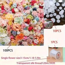 111pcs Set, Includes Fishing Line & Hooks For Hanging Decorations, Floral Meadow, Artificial Flower Heads, Essential For Floral Wall Decor, Handmade Hair Accessories, Headpieces, Hair Clips, Bracelets, Wedding Stage Backdrop DIY Decorations, Suitable For Hair Accessories And Wreaths, Classic Style, Great For Christmas, Halloween, Easter, Valentine's Day, Thanksgiving, Wedding Hair Accessories | Elegant Flower Mix
