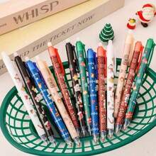 6/12/24 支圣诞可擦笔，带圣诞老人和驯鹿图案，0.5 毫米蓝墨水可擦笔，办公用品，圣诞礼品套装