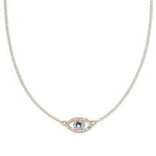 Women's Mykonos Evil Eye Necklace Metallic Blue - As Pic - View 2
