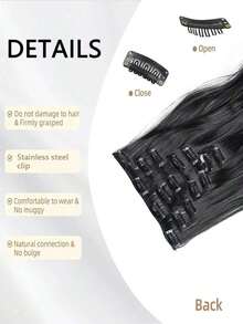 24 Inch 16 Clips Natural Curly Hair Extensions Set, 7 Pieces For Women - Black 1B - View 8