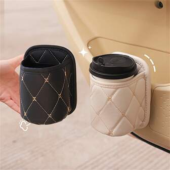 1 pieza Soporte para vasos de coche de cuero PU, bolsa de almacenamiento colgante multifuncional para puerta - Adecuado para paraguas y basura, fácil de instalar, accesorio de coche duradero, se adapta a la mayoría de los coches, soporte para vasos de coche, caja de almacenamiento multifuncional para asiento de coche, soporte para vasos montado en la puerta del coche, contenedor de almacenamiento de coche