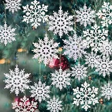 12pcs Christmas Fake Snowflakes Xmas Tree Hanging Ornament Simulation Ice Winter Party Christmas New Year Decoration Icicle