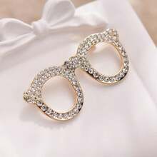 High-End Simple Geometric Retro Metal Inlaid Diamond Brooch Decorative Bag Accessory Alloy Badge Ornament - Gold 044 - View 6