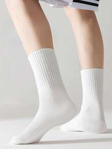 10 双男士纯白袜子，美式厚吸水透气日常穿着和运动中筒袜，男女通用 - 彩色 - 查看 8