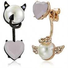 Angel And Devil Mismatch Front Back Earrings One Size Metal No_stone