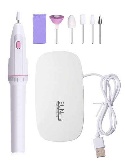Kit eléctrico mini 5 en 1 para manicura y pulido, incluye recorte de uñas, limado, pulido, brocas para taladro de uñas, pulidora eléctrica de uñas, elimina cutículas, herramienta portátil para el cuidado de las uñas, suministros para manicura, apto para uñas artificiales