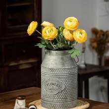 Artificial Ranunculus Flowers With Real Touch Stem, Silk Ranunculus Flowers(10 Pack) (White)-KF - Yellow - View 9