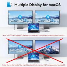 USB C To USB C Hub Dual Monitor USBC Splitter With 4K@60Hz DP Alt Mode Video Output 10Gbps Data Transfer 100W PD Charging Dual Monitors Adapter For Laptop Portable Monitor And More Type C Devices - Xám - Xem 6