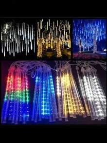 1 set/8 pièces Lumières solaires de pluie de météores pour l'extérieur, guirlandes de fées étanches pour Noël, ambiance festive, fêtes et célébrations du Nouvel An, convient pour la décoration d'hiver, la décoration du sapin de Noël, la scène de Noël dans le jardin, l'allée, le couloir, la terrasse, la clôture, le chemin, la cour, les marches, un merveilleux cadeau de Noël.