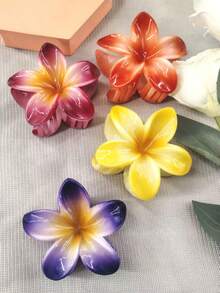 1pc/3pcs/4pcs/6pcs/9pcs 8cm Hibiscus Flower Shaped Hair Clips, Blue/Pink/Purple Lightweight Plastic Bathroom Hair Accessories Suitable For Daily Outing, Casual Party, Commute, Beach Holiday, Ponytail, Bun, Face Washing, Makeup, Outfit Matching Fashion Claw Clips