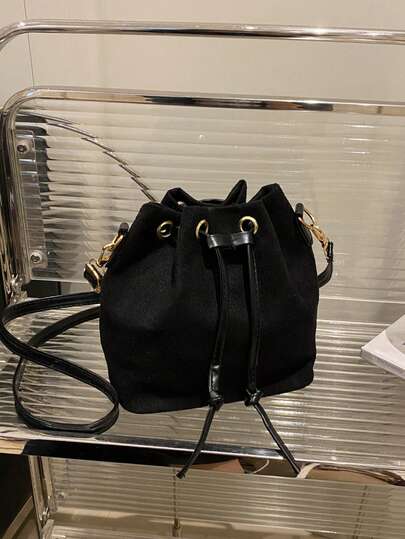 Damen Kordelzugbeutel Mini Umhängetasche Eimer Tasche Diamant Gitter Tasche für den täglichen Outdoor-Gebrauch