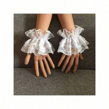 1 Pair Women's Short Lace Sleeves For Wedding Party, Lolita Accessories Suitable For Wedding Dress, Cosplay