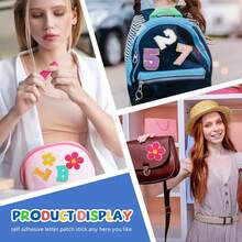 SelWatty 56 parches de chenilla, bonitos parches de felpilla para manualidades, ropa de mochila, calcomanías con borde de purpurina para ropa, chaquetas, mochilas, sombreros, multicolor - 1 - Ver 9
