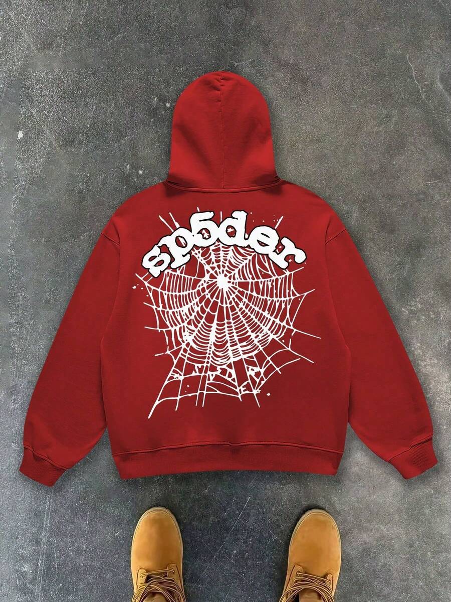 Hoodie With Playful Spider - Web Graphic And Spider! Slogan Men's Hoodies, Printed Hoodies, Unisex Hoodies And Casual Hooded Sweatshirts. Featuring A Casual Style Design And Comfortable Fit - Simply Fantastic! Spider Hoodie Fashion Y2k, Retro, Vintage, Holiday Gift, Boyfriend, Girlfriend, Couple Style - Đỏ - Xem 1