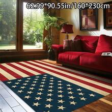 [][Soft Velvet Dot Molded Bottom]1PC Soft Velvet Home Decor American Flag Classic Element Pattern Versatile Decorative Style, Living Room Carpet, Sofa Cushion, Doormat, Bedroom Carpet, Outdoor Carpet, Suitable For Shopping Malls, Cafes, And More - 彩色 - 查看 2
