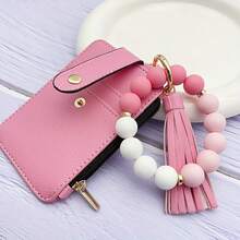 KNGITRYI Wallet Keychain Wristlet For Women,Slim RFID Credit Card Holder Purse Tassel Keychain Bangle Key Ring For Men Women - 粉紅 - 查看 10