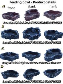 Reptile Rock Hideout, Feeding Dish Food Bowl, Bearded Dragon Tank Gecko Snake Shelter Habitat, For Terrarium - Aquarium - Feeding Box Decoration, Suitable For: Lizards, Turtles, Reptiles, Amphibians, Fish