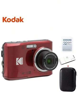 Kodak กล้องดิจิทัลพกพา FZ45 ความละเอียด 16.35 ล้านพิกเซล หน้าจอ 2.7 นิ้ว ซูมออปติคอล 4 เท่า มุมกว้าง 27 มม. ของขวัญวันเกิดนักเรียน พกพาไปมหาวิทยาลัย กล้อง CCD HD ทดแทน ชุดสีแดง