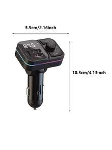 无线 MP3 播放器和 3.1A 多 USB 车载充电器，带彩灯，无线 V5.3 蓝牙车载音响播放器 - 黑色 - 查看 3