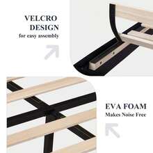 Allewie Twin/Full//King Size Platform Bed Frame With Velvet Upholstered Headboard And Wooden Slats Support, Fully Upholstered Mattress Foundation, No Box Spring Needed, Easy Assembly, Black* Bed Frame Bed Frame Bed Frame Full Full Size Bed Frame King Size Bed Frame Twin Bed Frame Room Decor Home Decor Decor Bedroom Decor Valentine Day Decor Storage Living Room Decor Furniture House Decor - 黑色 - 查看 5