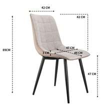 2 Sets Of Armchairs With Metal Frame, Linen Plastic Leather, Comfortable Dining Chair With Sturdy Structure, Lightweight And Modern Multifunctional Space - 灰色 - 查看 6